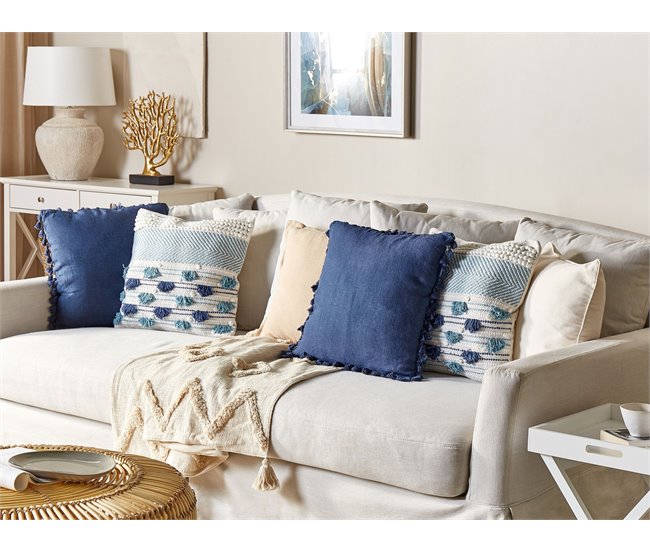 Beliani Cojín decorativo DATURA Azul Claro