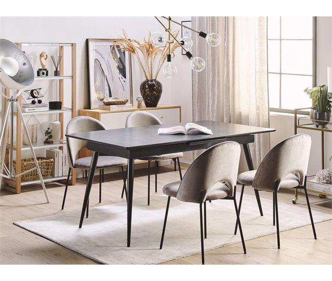 Beliani Mesa de comedor extensible MALDON 90x160 Negro