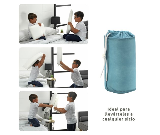 Almohada Viscoelástica Aloe Vera Viaje 30x50cm con Bolsa Transporte 30x50 Blanco/ Gris