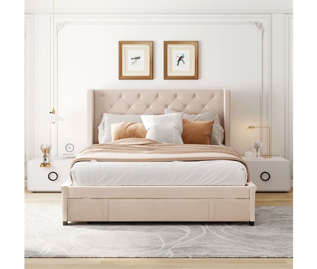 Cama con cajones 200x140 Beige