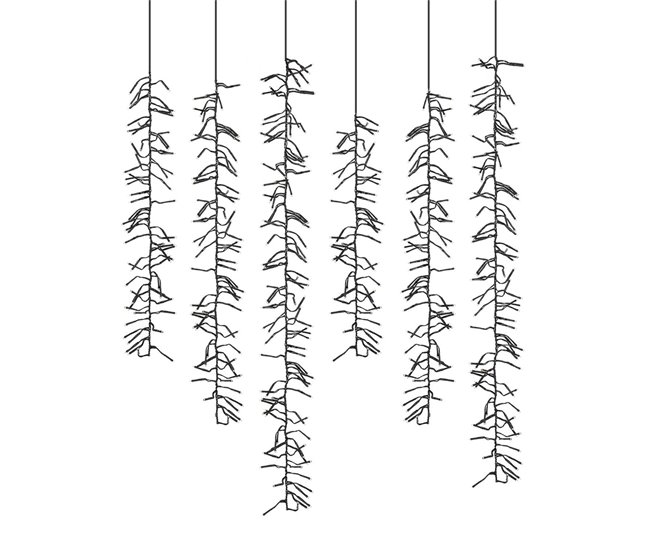 Cascada Clúster de 80 Luces LED cálido con 8 Funciones Dorado