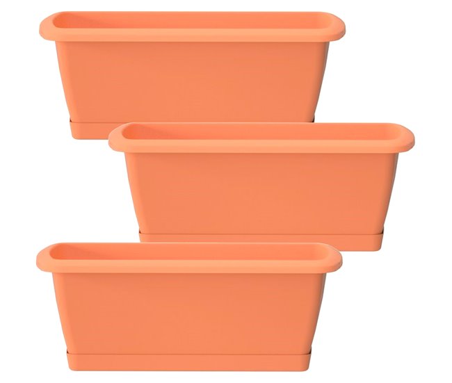 3x Jardinera Respana con soporte Terracota