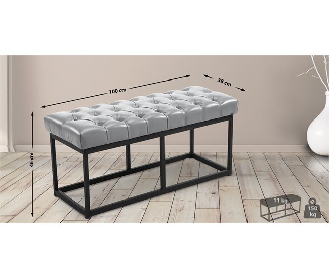 Banco - Amun - Simil cuero 100x38 Gris