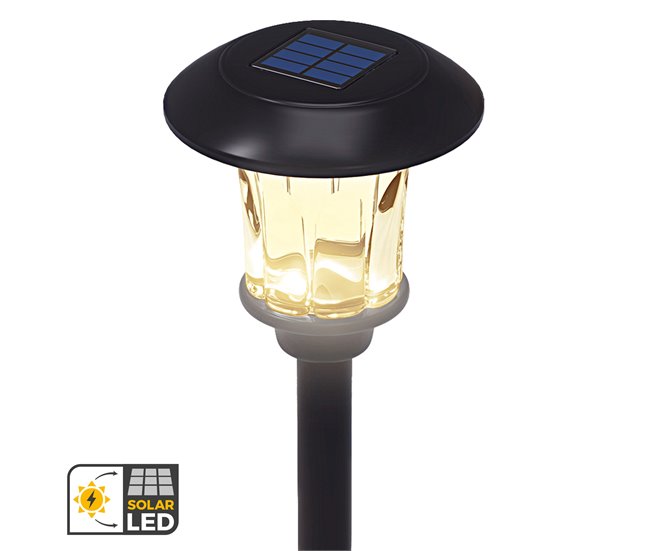 Aktive Set de 2 balizas solares LED 6 lúmenes con estaca Negro