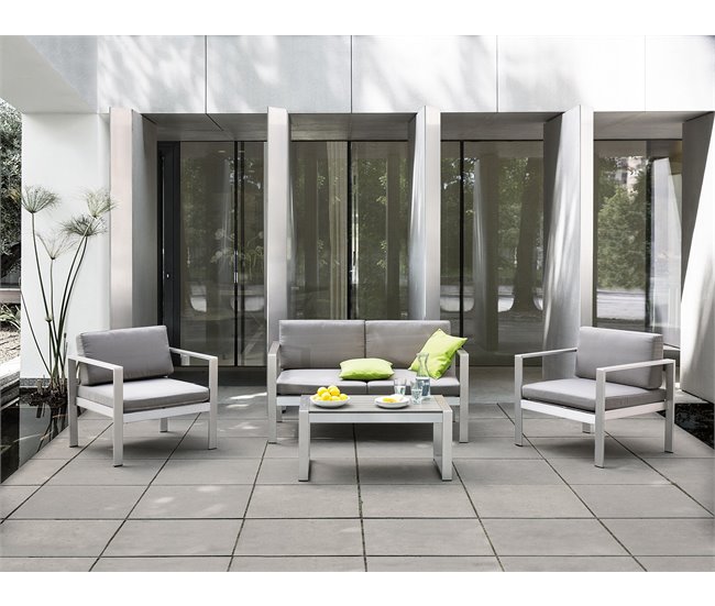 Beliani Conjunto de jardín Aluminio SALERNO Gris