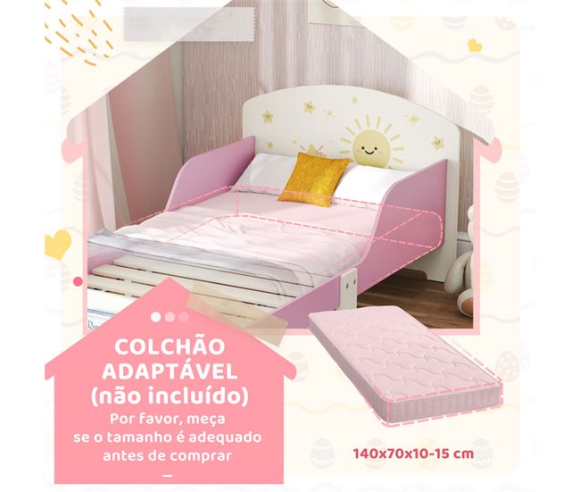 Cama Infantil MDF, Contrachapado AIYAPLAY 150x77 Rosa