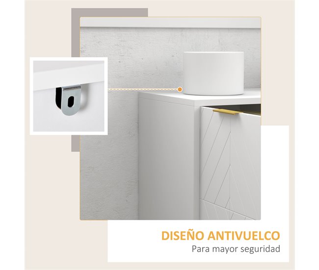 Aparador Auxiliar MDF, Metal HOMCOM, hogar - muebles de comedor 120 Blanco