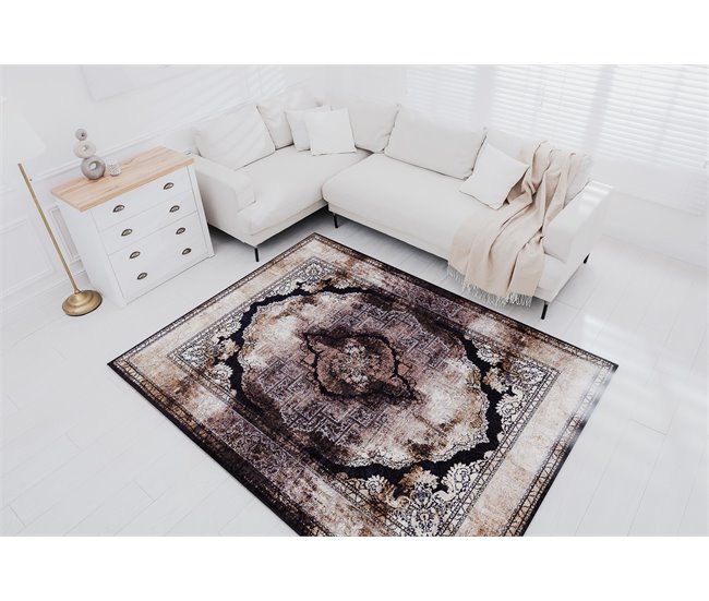 Alfombra lavable MIRO 51664.805 Rosetón marco 120x170 Marron