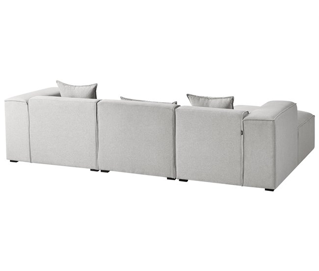 Beliani Sofá esquinero Poliéster DOLVA Gris Claro