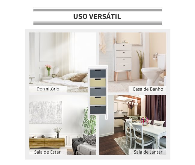 Cómodo de Madera MDF HOMCOM, hogar - muebles de dormitorio 35 Multicolor