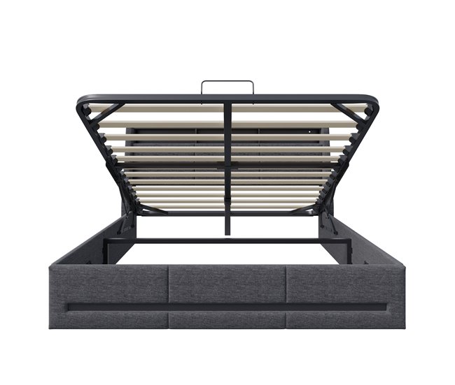 Cama, USB, Cama juvenil, LED Gris