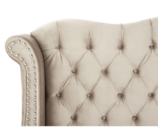 Beliani Cama con somier Terciopelo AYETTE 185x215 Beige