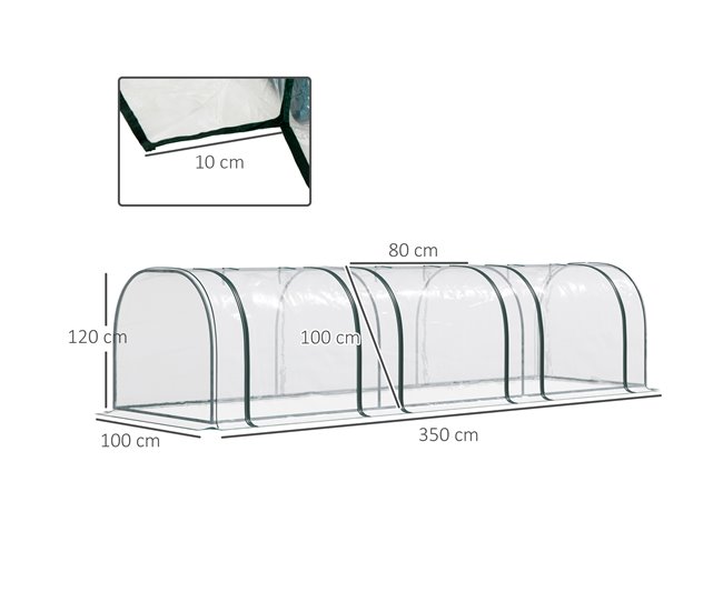 Invernadero Túnel PVC, acero Outsunny Multicolor