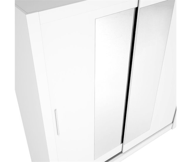 Armario Sava  puertas correderas + espejo sahara 182 Blanco