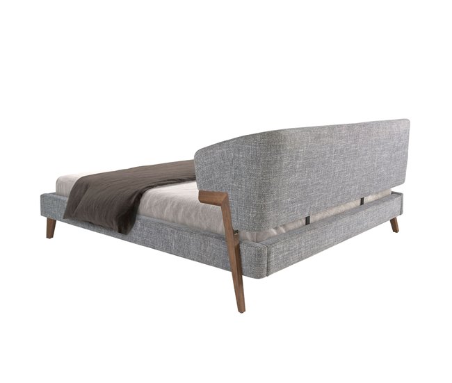 ANGEL CERDA Cama tela color gris 211x220 Nogal