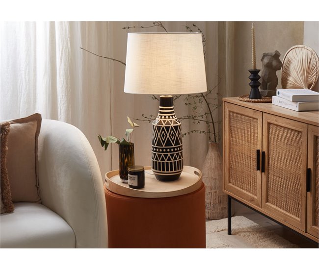 Beliani Lámpara de mesa SHEBELLE Blanco/ Beige