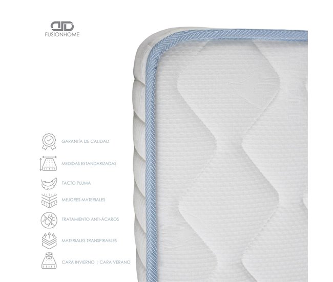 Colchón Minicuna Bebé - Antialérgias e Hipoalergénico - Altura 12cm - Tejido Strech Blanco/ Gris