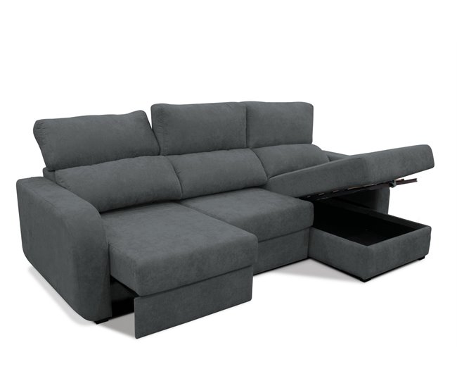 Chaise longue convertible en cama tela APRIL Gris