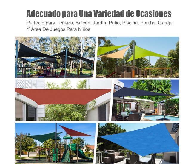 Toldo Vela Triangular Poliéster Outsunny 500x500 Beige