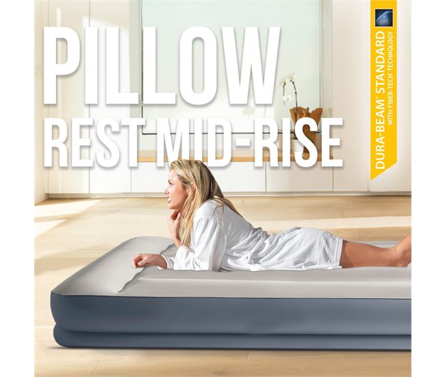 Colchón hinchable individual INTEX Dura-Beam Standard Pillow Rest Mid-Rise Gris
