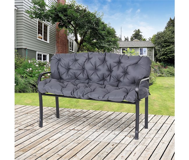 Cojín para Banco con Respaldo Poliéster, Algodón Outsunny 150x98 Gris