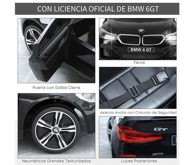 Coche Eléctrico PP, Acero HOMCOM Negro