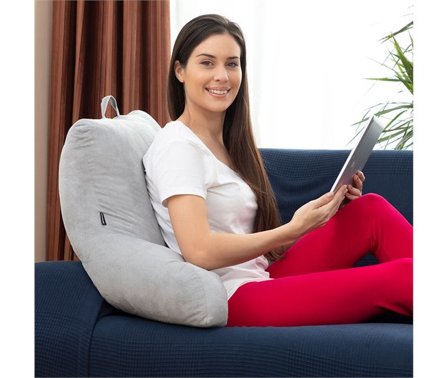 Almohada de Lectura con Apoyabrazos Gris