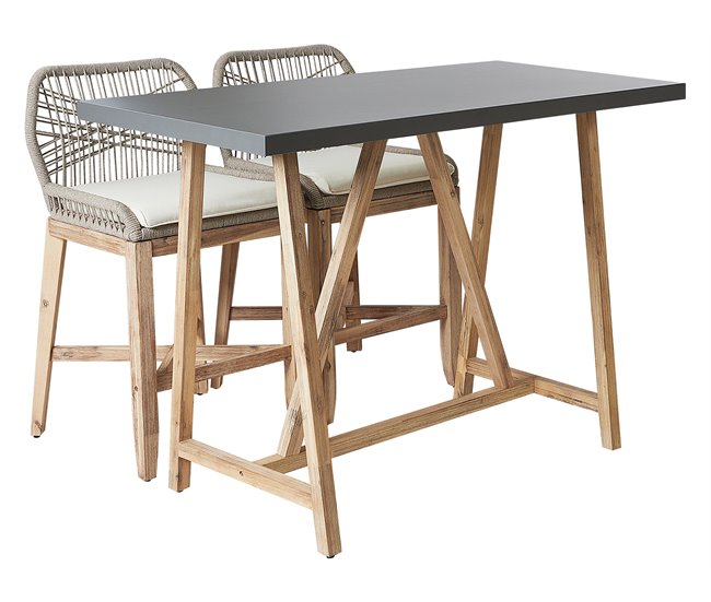 Beliani Conjunto bistro TALAMONE Gris/ Madera