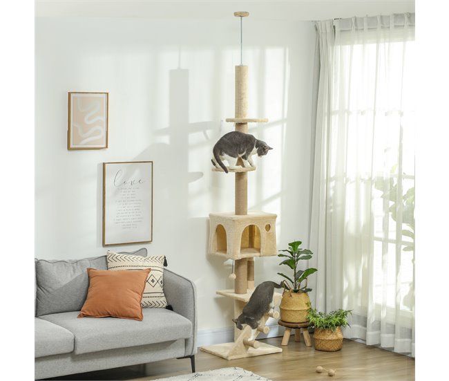 Árbol para Gatos Aglomerado de Madera PawHut Crudo