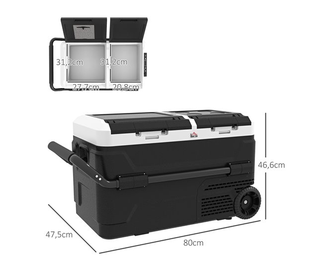 Nevera de Compresor PP, ABS HOMCOM Negro