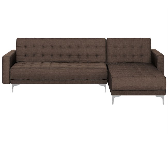 Beliani Sofá esquinero Poliéster ABERDEEN Gris Oscuro