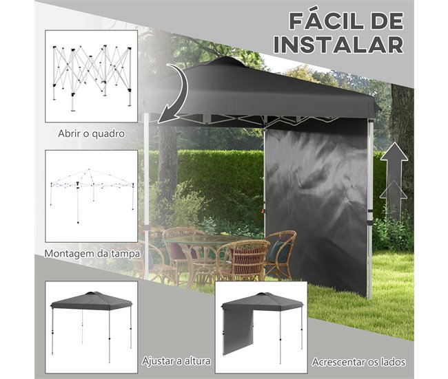 Carpa Plegable Acero, Tela Oxford Gris