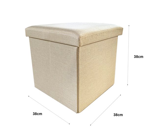 Puff Ottoman de Almacenaje Cuadrado Plegable Beige