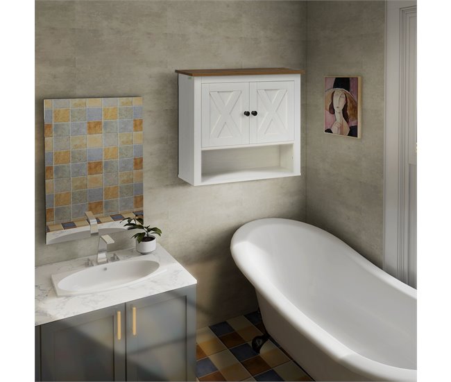 Armario de Pared Melamina de Madera kleankin, hogar - baño 60 Blanco