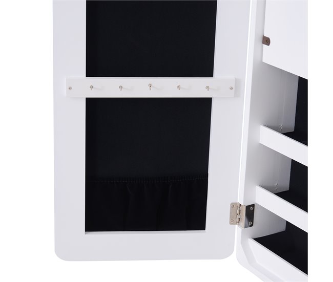Joyero de Pie con Espejo MDF HOMCOM, hogar - decoración hogareña Blanco