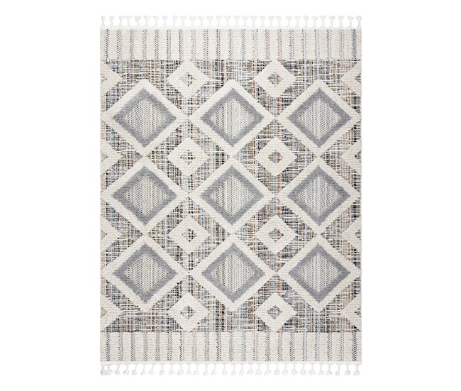 Alfombra SEVILLA Y523C diamantes Franjas Bereber marroquí 120x170 Gris