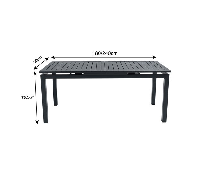 Mesa extensible de jardín ORION gris oscuro Gris Oscuro
