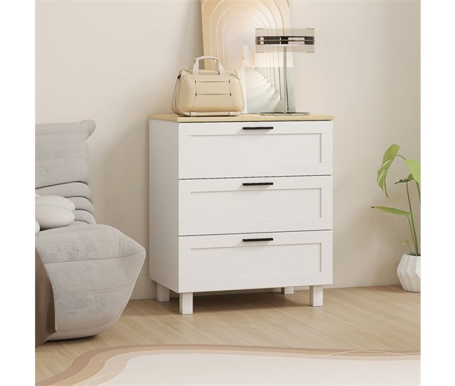 Cómoda Melamina de Madera, MDF HOMCOM Blanco