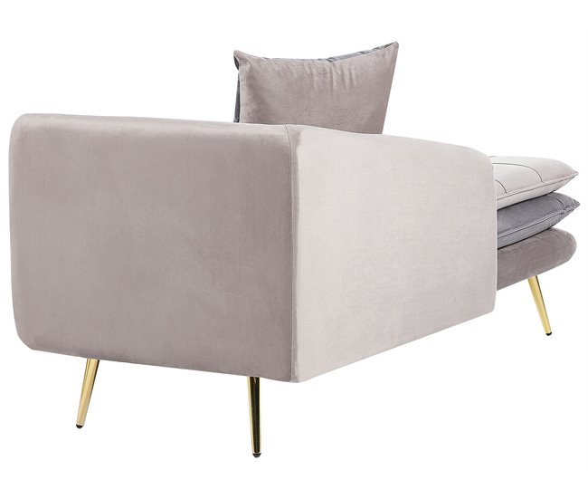 Beliani Chaise longue derecho Terciopelo GONESSE Gris