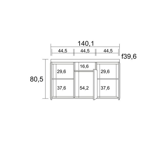 Aparador Elis  puertas + compartimento Blanco