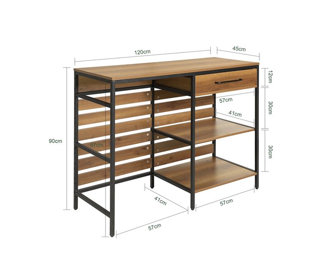 Aparador de Comedor con Cajón y 2 Estantes FSB71-PF SoBuy Natural