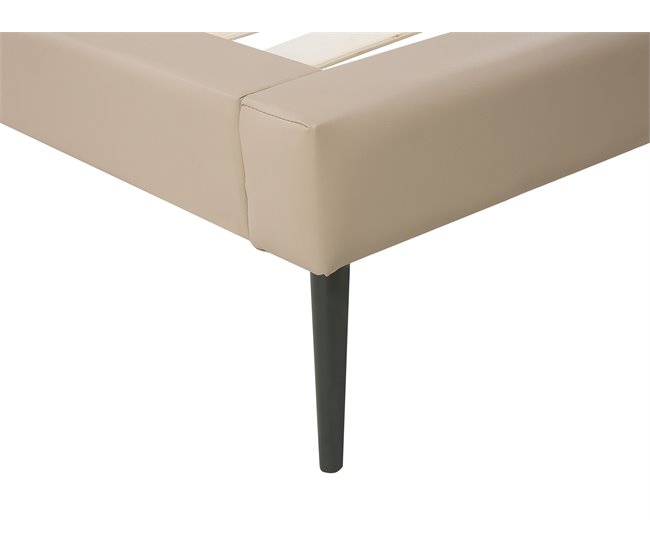 Beliani Cama con somier Piel sintética ESSONNE 219x208 Beige