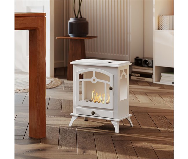 Chimenea de Etanol Acero, Acero Inoxidable HOMCOM Blanco