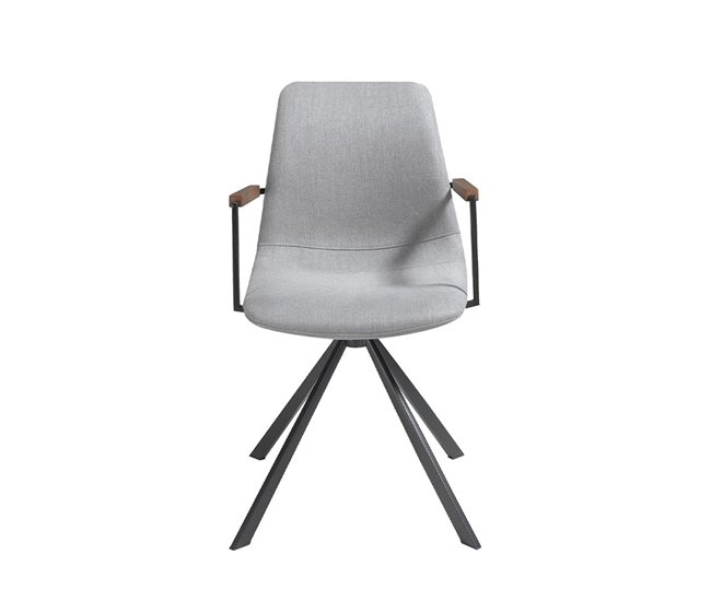 Silla giratoria en tela y patas acero negro Gris