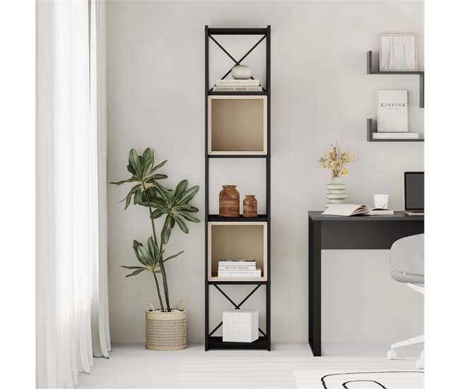 Estantería ANYA de 36cm negro y crema Negro/ Crema