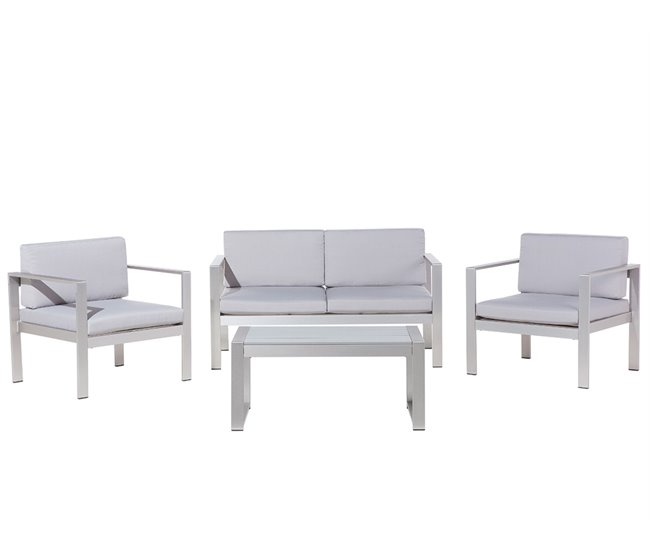 Beliani Conjunto de jardín Aluminio SALERNO Gris