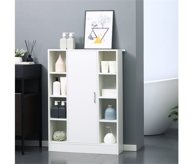 Armario de Suelo para Baño Melamina de Madera kleankin 71 Blanco