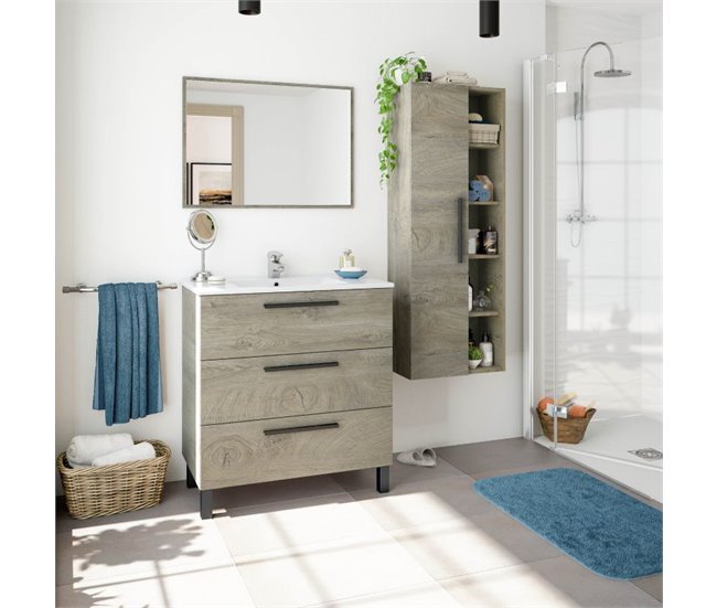 Mueble de baño Athena con Espejo 80 Madera