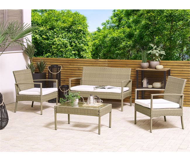 Beliani Conjunto de jardín Ratán sintético MARSALA Natural