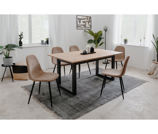 Mesa de comedor extensible CATHY Roble